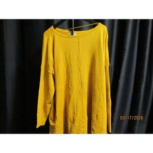 Style‎ & Co Mustard Yellow Boat Neck Seam Detail Knit Tunic Sweater Womens 3X